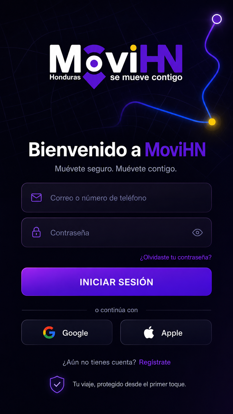 Pantalla de acceso de MoviHN